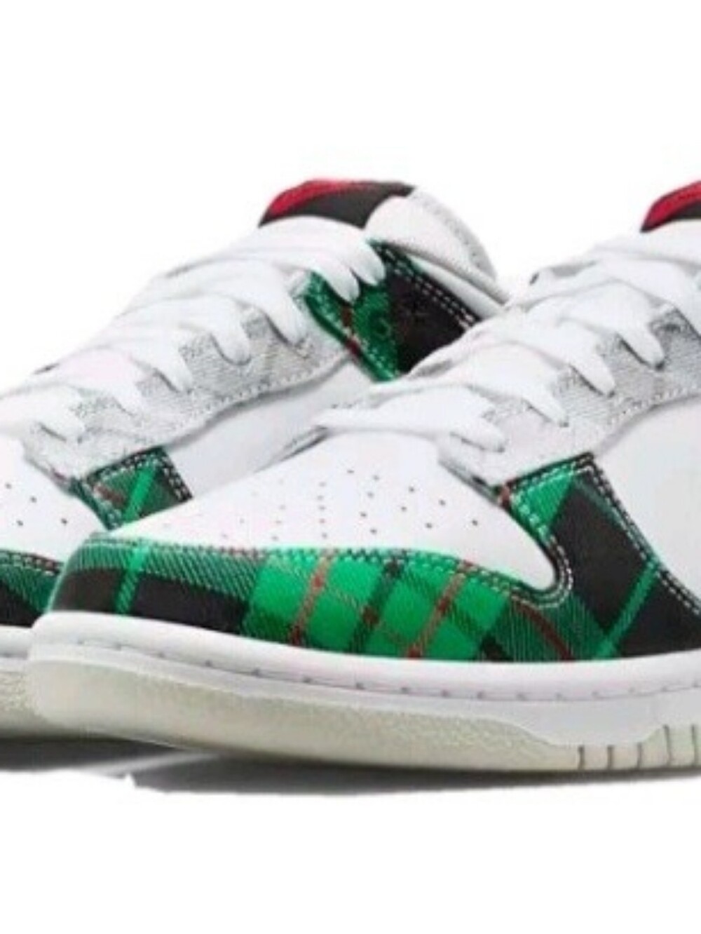 Nike Dunk Low Plaid Pack White Red Green US W9 /M 10.5